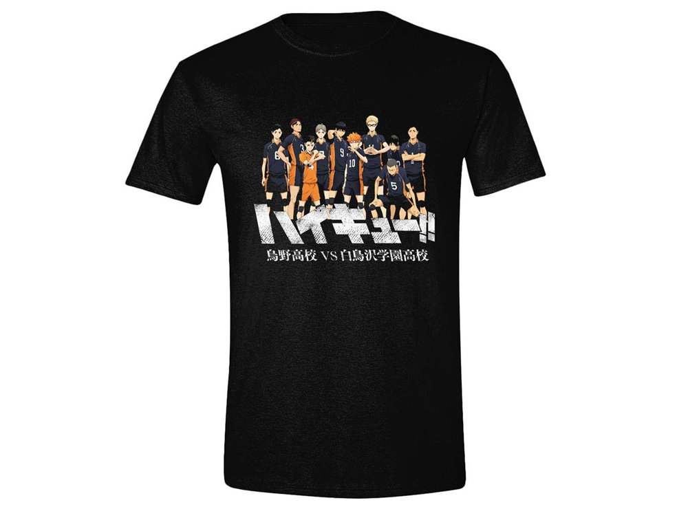 HAIKYU Haikyuu Anime Character Print T-Shirt Men's L size cotton black type Vintage Second Hand
